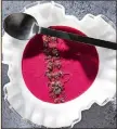  ?? TOM MCCORKLE/THE WASHINGTON POST ?? Pureed beet soup with tahini and herbed pistachios