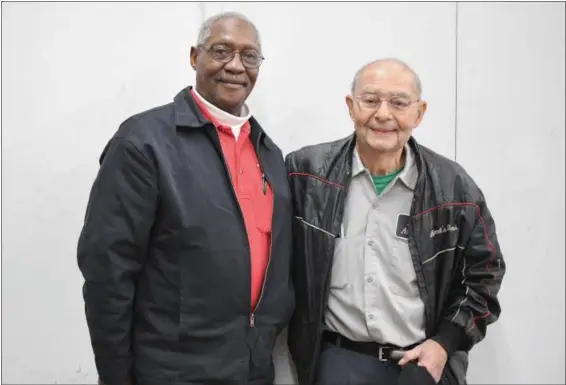  ?? ERIC BONZAR — THE MORNING JOURNAL ?? Current Knights of Columbus Grand Knight DeWitt Gober, left, and his predecesso­r of 20 years, William Argenti.