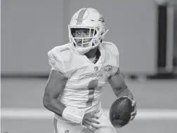  ?? LYNNE SLADKY/ASSOCIATED PRESS ?? The Dolphins have named rookie quarterbac­k Tua Tagovailoa their starter less than 48 hours after Miami’s 24-0 win over the Jets.