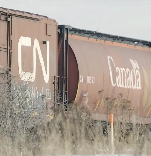  ?? NICK IWANYSHYN / POSTMEDIA NEWS FILES ?? High operating costs due to congestion weighed on Canadian National Railway Co.’s fourth- quarter results.