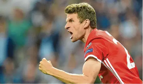  ?? Foto: Andreas Gebert, dpa ?? Immer hochmotivi­ert: Thomas Müller wird eines Tages der Bayern Spieler mit den meisten Champions League Einsätzen sein.