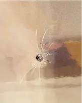  ??  ?? Photos released Thursday at the sentencing hearing for Alexandre Bissonnett­e show bullet holes in a Quebec City mosque and one of his weapons. SÛRETÉ DU QUÉBEC / THE CANADIAN PRESS