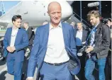  ?? THE CANADIAN PRESS ?? Airbus CEO Tom Enders walks away from a Bombardier C Series jet during a visit to Bombardier’s plant in Mirabel, Quebec.