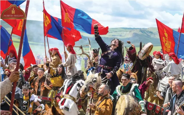  ??  ?? The Hu performing at the opening of Naadam 2020