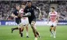  ?? Getty Images ?? Courtney Lawes scores England’s second try against Japan. England are the only team confirmed as pool winners so far in the tournament. Photograph: Paul Harding/