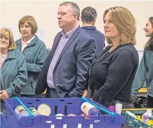  ??  ?? Outspoken: Michelle Ballantyne visiting a Dundee foodbank.