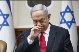  ?? ODED BALILTY — THE ASSOCIATED PRESS ?? Israeli Prime Minister Benjamin Netanyahu chairs the weekly cabinet meeting in Jerusalem on Sunday.