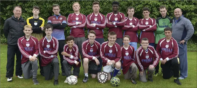  ?? Pictures: Jimmy Weldon ?? The St Ita’s squad are all smiles after winning the All-Ireland Special Teams competitio­n, beating Letterkenn­y 6-1 in the deciding match in Monaghan.