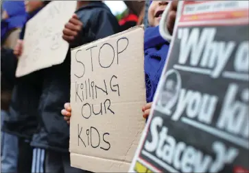  ?? Picture: Henk Kruger/African News Agency (ANA) ?? FED UP: Angry residents staged a picket outside the Mitchells Plain Magistrate’s Court yesterday when murder accused Christophe­r Brown, 25, made his first appearance in connection with the killing of 6-year-old Stacey Adams at the weekend. The State...