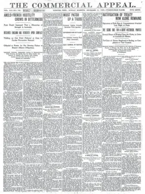  ?? THE COMMERCIAL APPEAL FILES ?? A historic front page from Dec. 11, 1898.