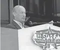  ?? MARK J. TERRILL/AP ?? Dodgers president and CEO Stan Kasten speaks during an event to promote MLB All-Star Week Tuesday at Dodger Stadium in Los Angeles. The All-Star Game is scheduled to be played on July 19.