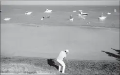  ?? Associated Press photo ?? Jason Day hits on the seventh hole during the third round of the PGA Championsh­ip golf tournament Saturday at Whistling Straits in Haven, Wis.