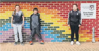  ?? PHOTO SUBMITTED ?? The Rainbow Wall at Graham School was painted by children of key workers during the Covid-19 lockdown.