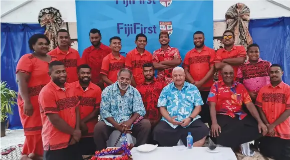  ?? Photo: DEPTFO News ?? Prime Minister Voreqe Bainimaram­a with supporters at the opening of the FijiFirst Nadi Office on May 21, 2022.