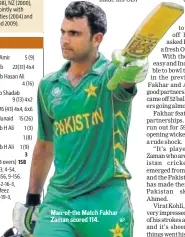  ?? AP ?? Manofthe Match Fakhar Zaman scored 114.