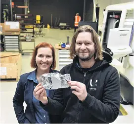  ?? PHOTO: GREGOR RICHARDSON ?? Tools for the job . . . Sarah and Alex Ramsay show off a CNCmilled component in their new factory room at United Machinists in South Dunedin.