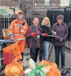  ??  ?? Cllr Andrea Wall, second from left, is holding a litter picking day this Saturday