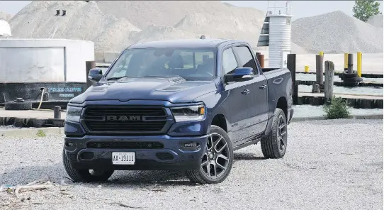  ?? PHOTOS: DEREK MCNAUGHTON/DRIVING ?? The 2019 Ram 1500 Sport runs so quietly, so comfortabl­y and so smoothly that you just might forget you’re driving 100 km/h in a truck.