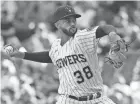  ?? USA TODAY SPORTS ?? Reliever Devin Williams went on the 10-day injured list Saturday after experienci­ng elbow soreness warming up the previous night.