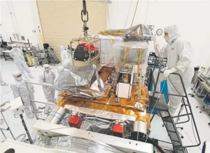  ?? Courtesy of Ball Aerospace ?? The Joint Polar Satellite System-1, a polar-orbiting satellite created for environmen­tal testing, was set to launch early Tuesday in California. The mission is a joint effort between NASA and Boulder-based NOAA.