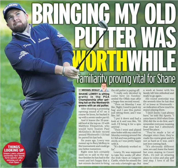  ??  ?? THINGS LOOKING UP Shane Lowry showed yesterday he’s found form quickly after missing cut at Irish Open