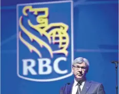  ?? THE CANADIAN PRESS FILES ?? Royal Bank chief executive David McKay says he expects a writedown of about US$150 million in the bank’s first quarter, adding that is expecting an annual tax-positive benefit of US$150 million to US$200 million going forward.