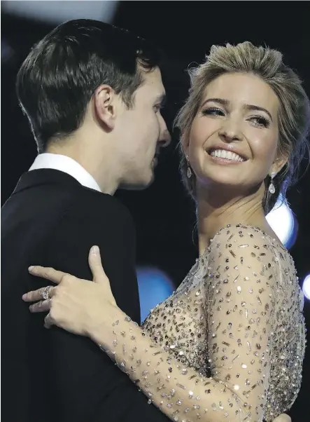  ?? AP PHOTO ?? Ivanka Trump dances with her husband at the inaugurati­on Freedom Ball in Washington. The U.S. president’s daughter is very popular in China where companies are putting her name on a variety of products.