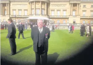  ??  ?? Mayor Tim O’Kane at the Queen’s garden party at Buckingham Palace