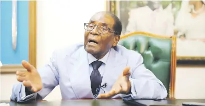  ?? Picture:EPA-EFE ?? ‘IT IS A DISGRACE’. Former Zimbabwean President Robert Mugabe speaking to the media at his residence in the suburb of Borrowdale, Harare, Zimbabwe, on Thursday.