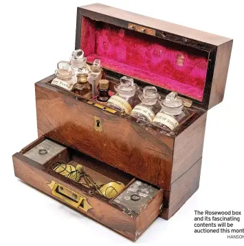  ?? HANSONS ?? The Rosewood box and its fascinatin­g contents will be auctioned this month