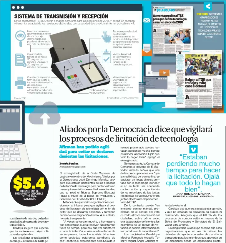  ??  ?? PRESIÓN. DIFERENTES ORGANIZACI­ONES PIDIERON AL TSE AGILIZAR EL PROCESO DE LICITACIÓN DE TECNOLOGÍA PARA NO REPETIR LOS ERRORES DE 2015.