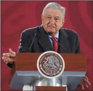  ?? SASHENKA GUTIERREZ/EFE/ZUMA PRESS ?? Mexican President Andres Manuel Lopez Obrador speaks during his morning press conference at the National Palace in Mexico City, Mexico, Jan. 10.