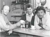  ?? CBC ?? The Beachcombe­rs stars Robert Clothier, left,
Rae Brown and Bruno Gerussi spent plenty of time at Molly's Reach in British Columbia.