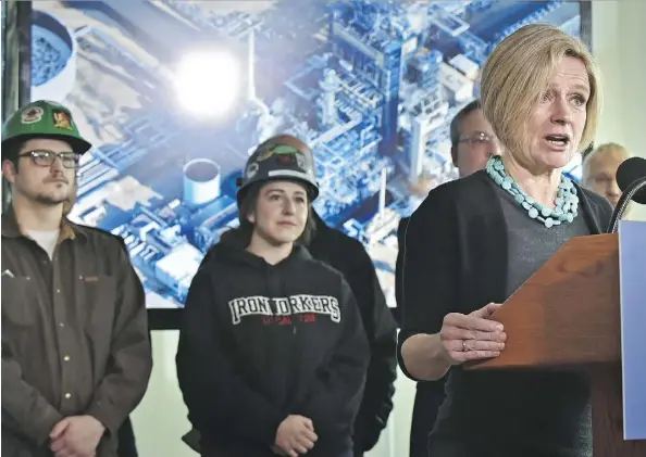  ?? ED KAISER ?? Premier Rachel Notley announces at a news conference Tuesday her government is seeking private-sector interest in refining oil in Alberta.
