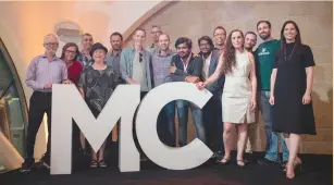  ?? (Ricky Rachman) ?? YONIT SERKIN, managing director of MassChalle­nge Israel, (right) with the winners of the 2019 MassChalle­nge Israel accelerato­r.