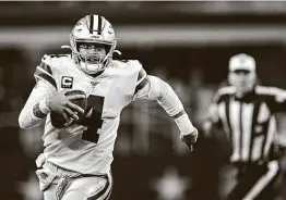  ??  ?? If Cowboys quarterbac­k Dak Prescott doesn’t sign a multiyear contract by 3 p.m. Wednesday, he’ll receive $31.4 million in 2020 under his signed franchise tag.