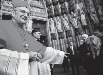  ?? FOTO: IMAGO STOCK & PEOPLE ?? Kardinal Meisner bei seiner Verabschie­dung im Kölner Dom im Jahr 2014.