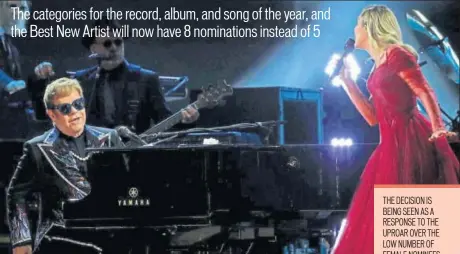  ?? PHOTO: LUCAS JACKSON/REUTERS ?? Elton John and Miley Cyrus during their Tiny Dancer performanc­e at the 60th Annual Grammy Awards Show