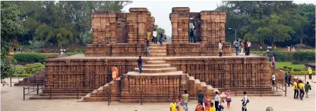  ??  ?? THE KONARK SUN TEMPLE: A UNESCO World Heritage Site, the 13th century monument is a gigantic chariot with elaboratel­y carved stone wheels, pillars and walls. A major part of the structure is now in ruins
