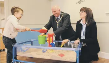  ??  ?? Pictured is Freddie, councillor Keith Sharpe and Heidi Cassidy