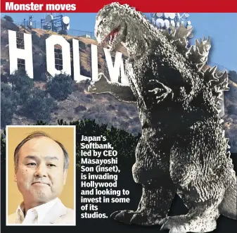  ??  ?? Monster moves Japan’s Softbank, led by CEO Masayoshi Son (inset), is invading Hollywood and looking to invest in some of its studios.