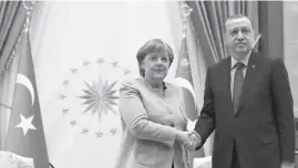  ??  ?? La chancelièr­e allemande Angela Merkel et le président turc Recep Tayyip Erdogan