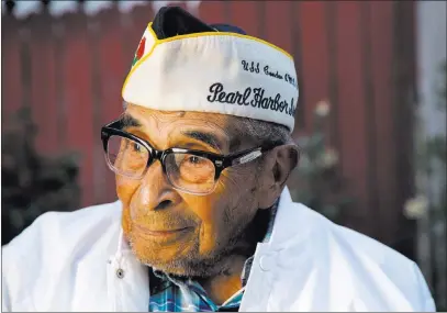  ?? Howard Lipin ?? San Diego Union-tribune Ray Chavez, who was believed to be the oldest survivor of the Pearl Harbor bombing, has died at the age of 106. He was the quartermas­ter on the USS Condor, a Navy minesweepe­r, on Dec. 7, 1941, when the Japanese forces attacked.