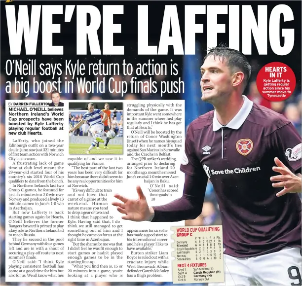  ??  ?? HEARTS IN IT
Kyle Lafferty is getting regular action since his summer move to Tynecastle