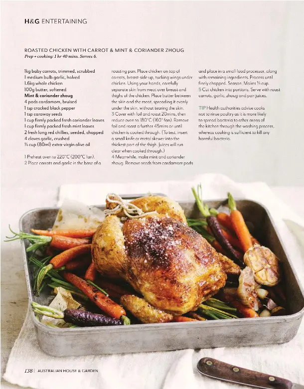 ROASTED CHICKEN WITH CARROT & MINT & CORIANDER ZHOUG PressReader