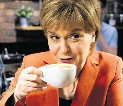  ??  ?? LIP SERVICE? Nicola Sturgeon, on the campaign trail in Stirling, denies she is avoiding the referendum issue
