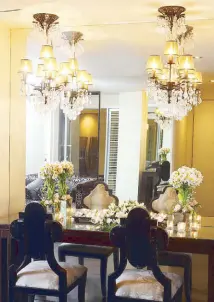  ??  ?? Chandelier­s in the powder room? Only at Sulo Riviera Hotel.