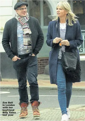  ?? Picture: FAMEFLYNET ?? Zoe Ball in London with her boyfriend Billy Yates last year