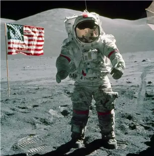  ?? AP ?? Eugene Cernan stands on the moon in Nasa’s photograph dated December 12, 1972. —