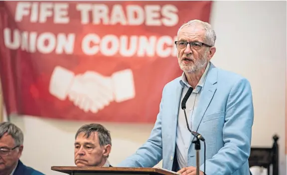  ?? Picture: Kenny Smith. ?? Jeremy Corbyn addressed activists after the Ready For Renewal march in Kirkcaldy on Saturday.